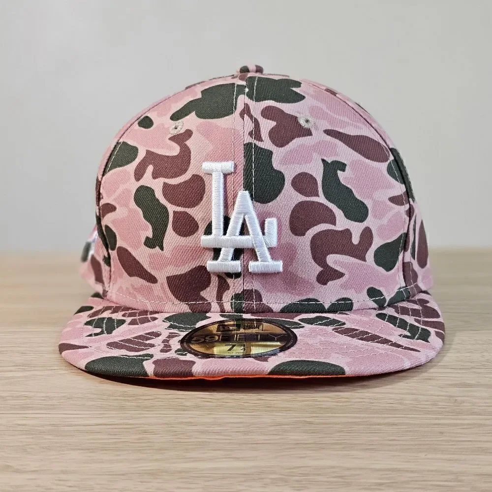 New Era Los Angeles Dodgers Duck Camo Hat Cap 59Fifty Brown Tan 1988 7 1/4 New